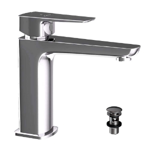 Picture of Single Lever Basin Mixer with click clack waste - Black Chrome