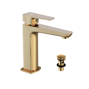 Picture of Single Lever Basin Mixer with click clack waste - Auric Gold